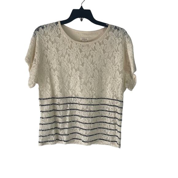 Sundance Women's Size Medium‎ Lace Western Cape Floral Striped Top - Picture 1 of 8